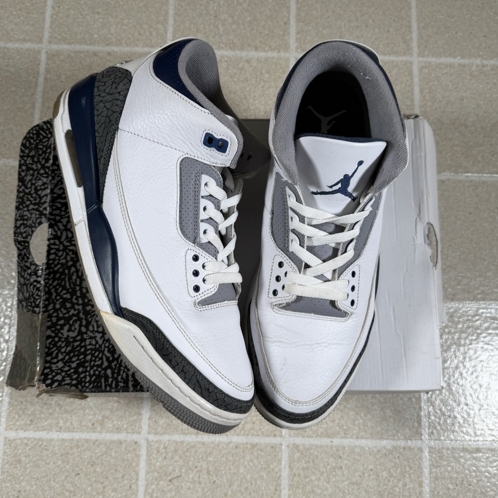 Size 12 - Air Jordan 3 Retro White/ Midnight Navy Model CT8532 140